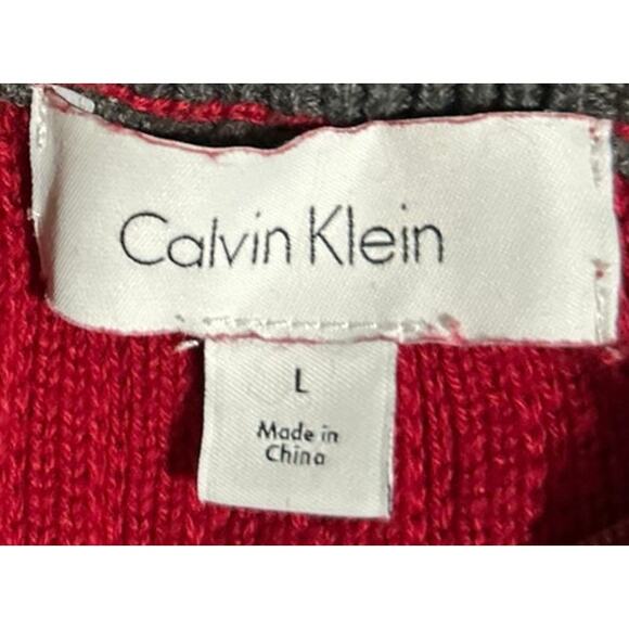 Calvin Klein Men's Red Quarter Zip Long Sleeve Ribbed Sweater Size L - Picture 4 of 5